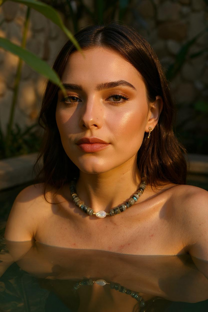 Collier Labradorite & Perle d’eau douce — Protection lumineuse