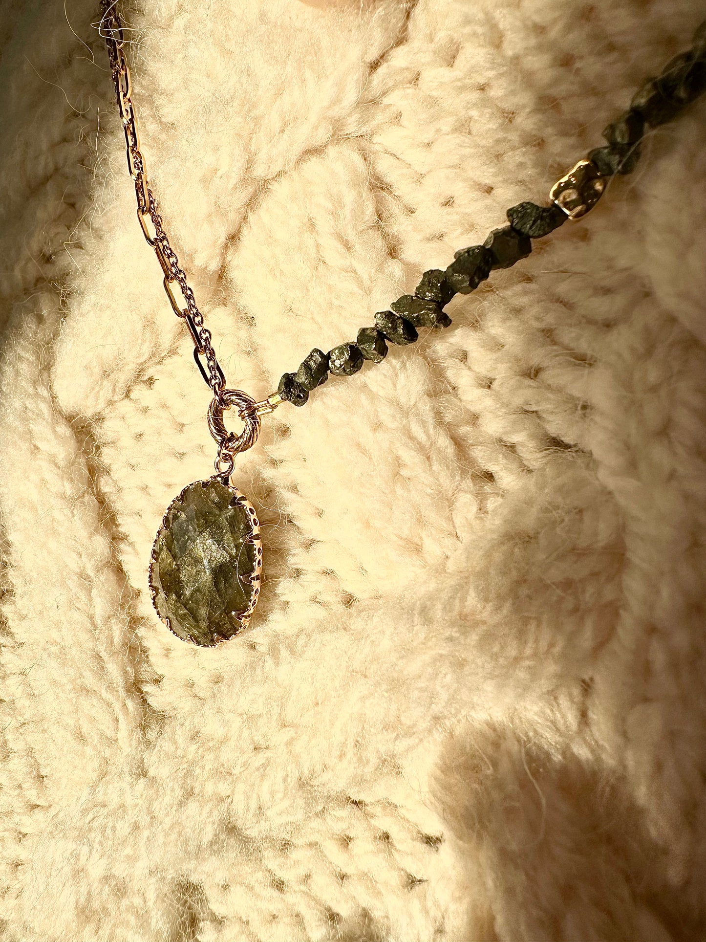 Collier Labradorite et Pyrite