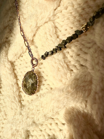 Collier Labradorite et Pyrite