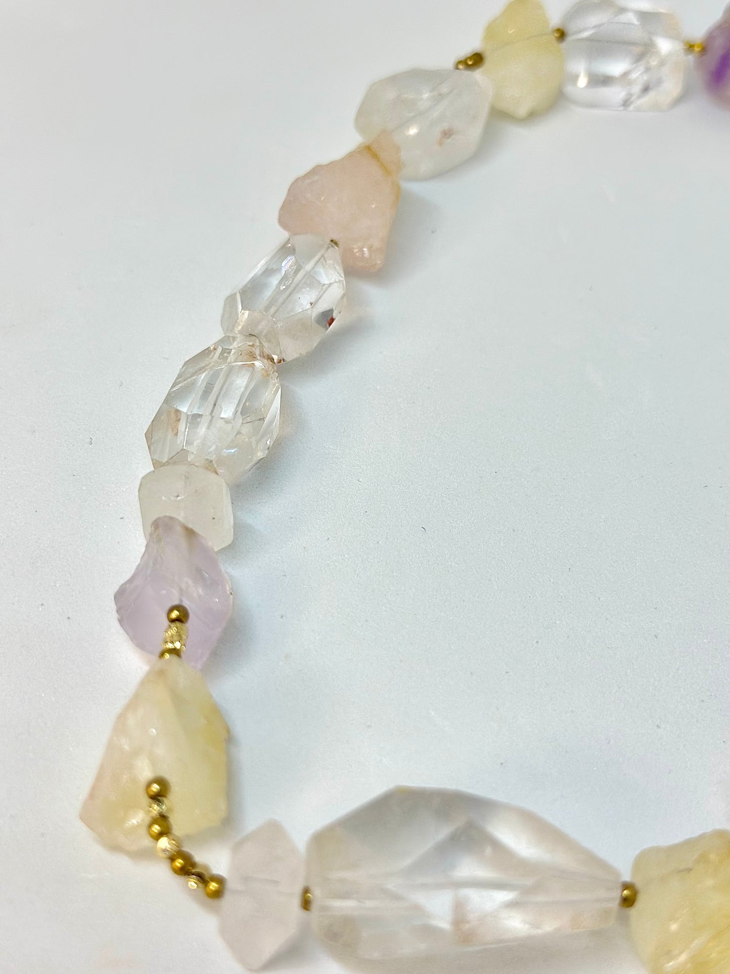 Collier multi Quartz & pendentif Quartz jaune