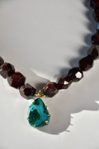 Collier iconique Grenat & Chrysocolle/Malachite