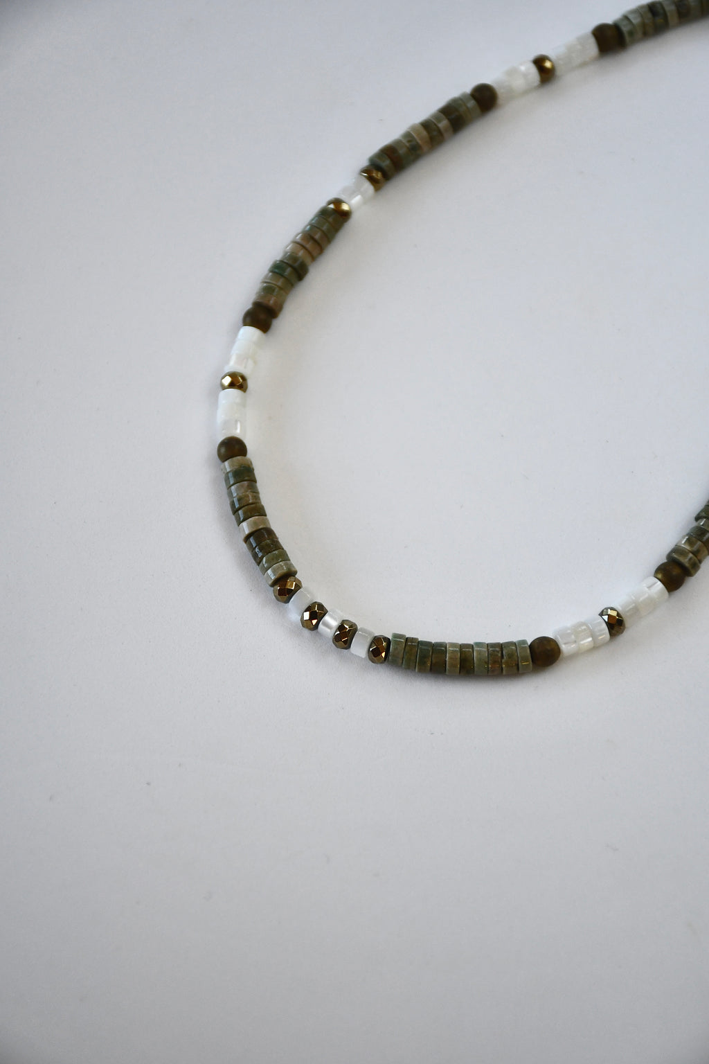 Collier Jaspe, Nacre & Pyrite