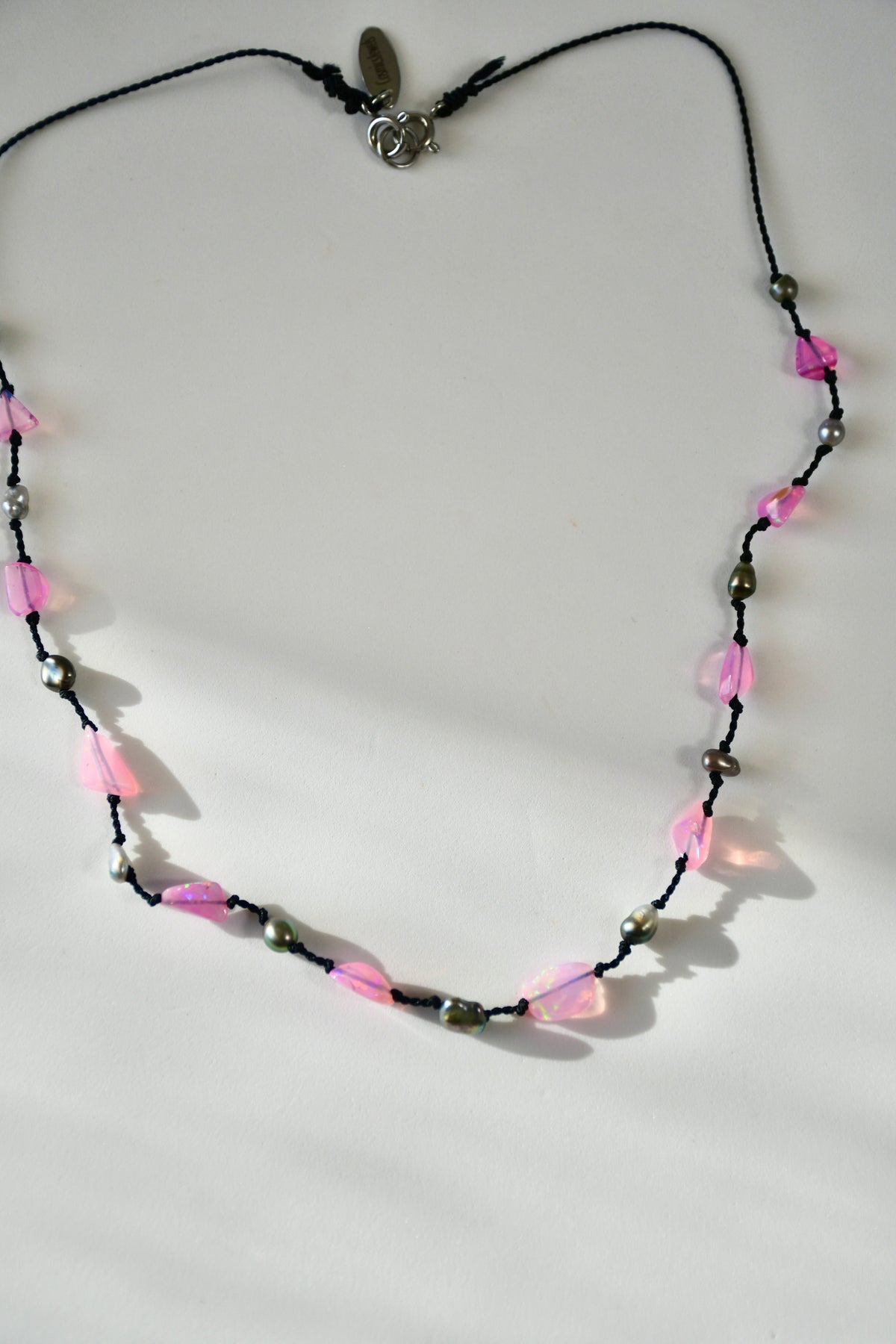 Collier Keishi & Opale sur soie