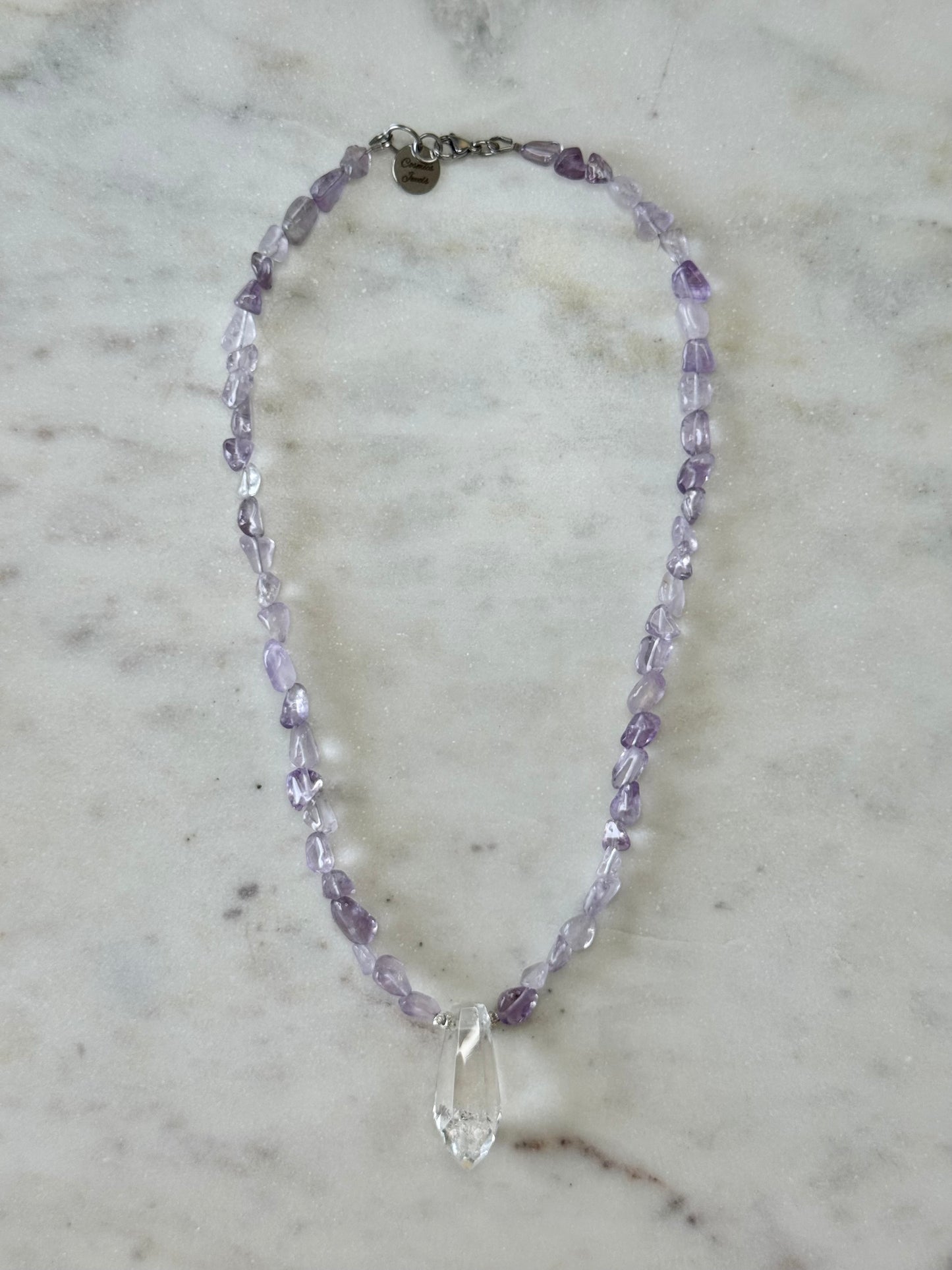 Collier Améthyste & Cristal de roche — La Clarté Intérieure