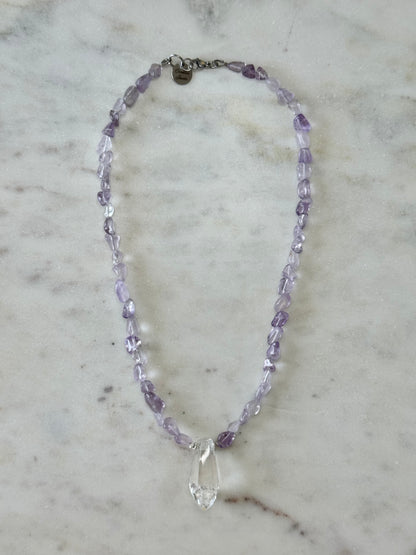Collier Améthyste & Cristal de roche — La Clarté Intérieure