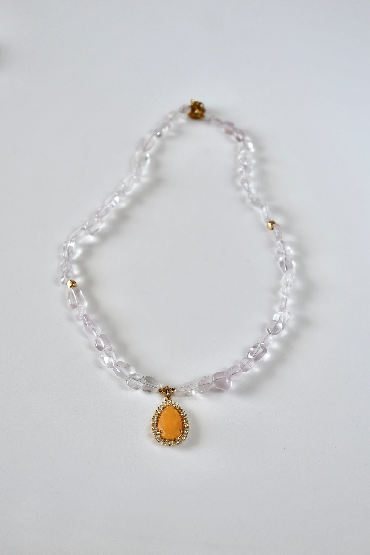 Collier Quartz rose & Jade — L’Amour Tranquille