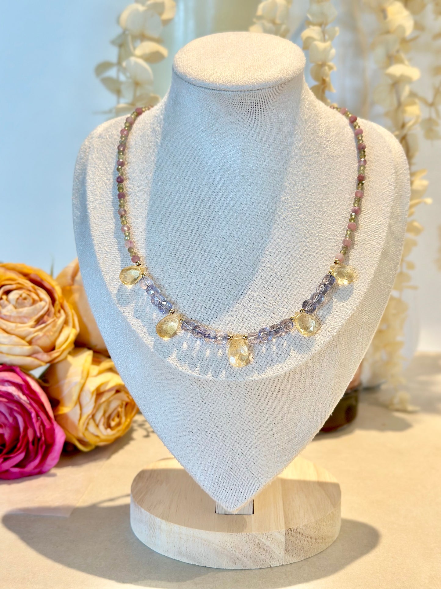 Collier Topaze, Citrine, Tourmaline & Apatite — Rayonnement personnel et expression alignée