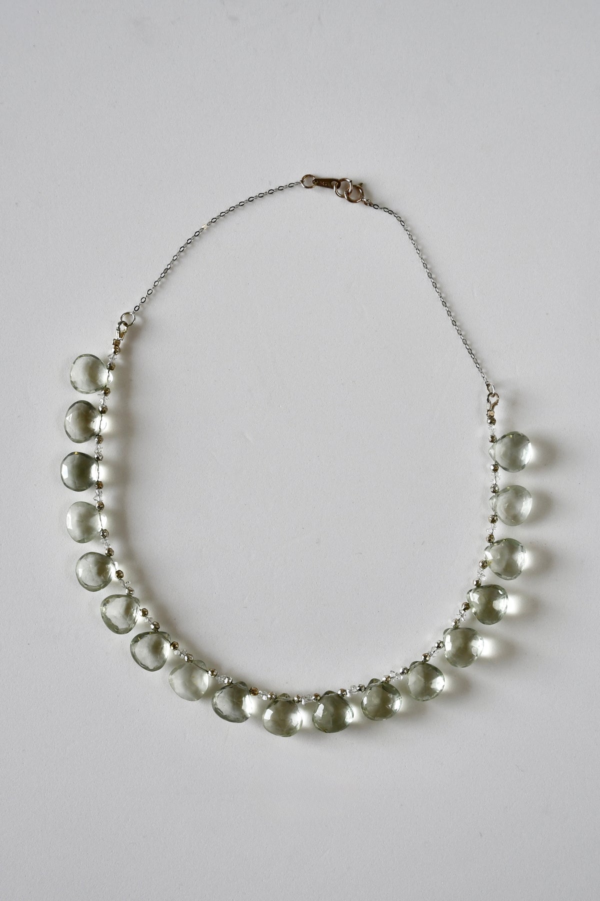 Collier gouttes Diamant Herkimer & Améthyste verte sur argent 925