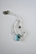 Collier Larimar, Diamants Herkimer & Perle de Tahiti