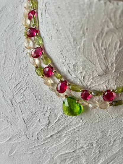 Collier Citrine & Péridot — Abondance et renouveau