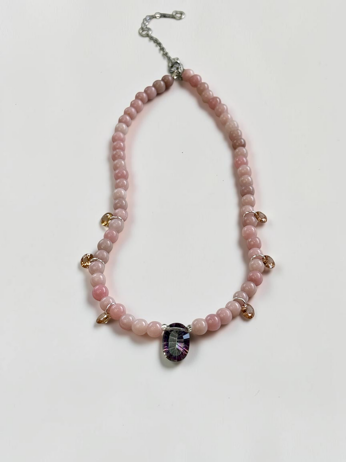 Collana Opale rosa & Cristallo — La tenerezza allo stato puro