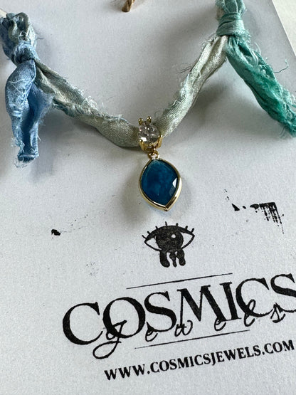 Collier Apatite sur ruban de soie — L’Éveil de la Volonté