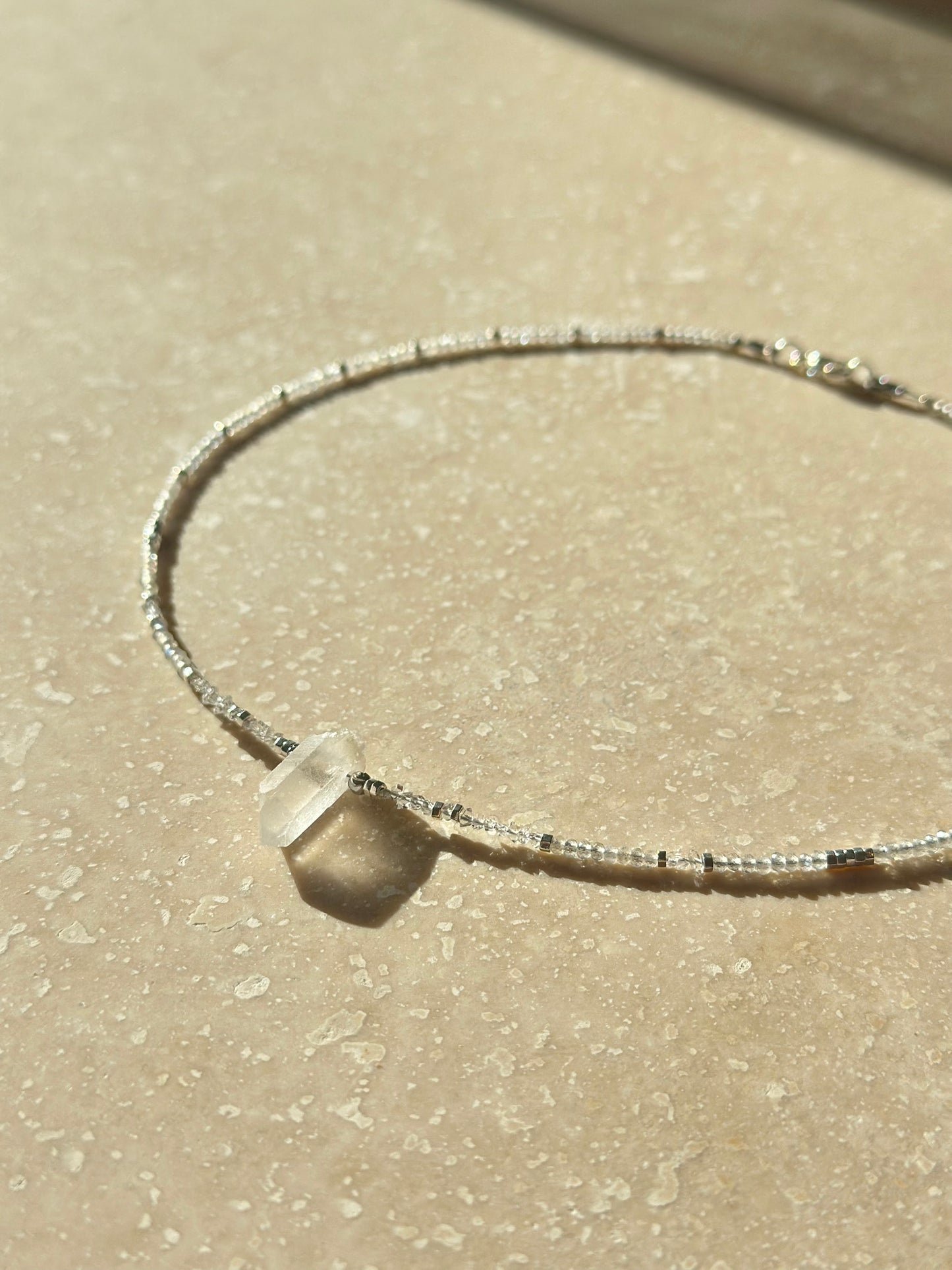 Collier Labradorite, Diamants Herkimer & Cristal de roche — Protection et clarté lumineuse