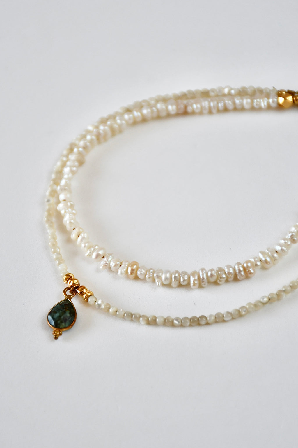 Collier 2 rangs Keishi perles d’eau douce & Turquoise