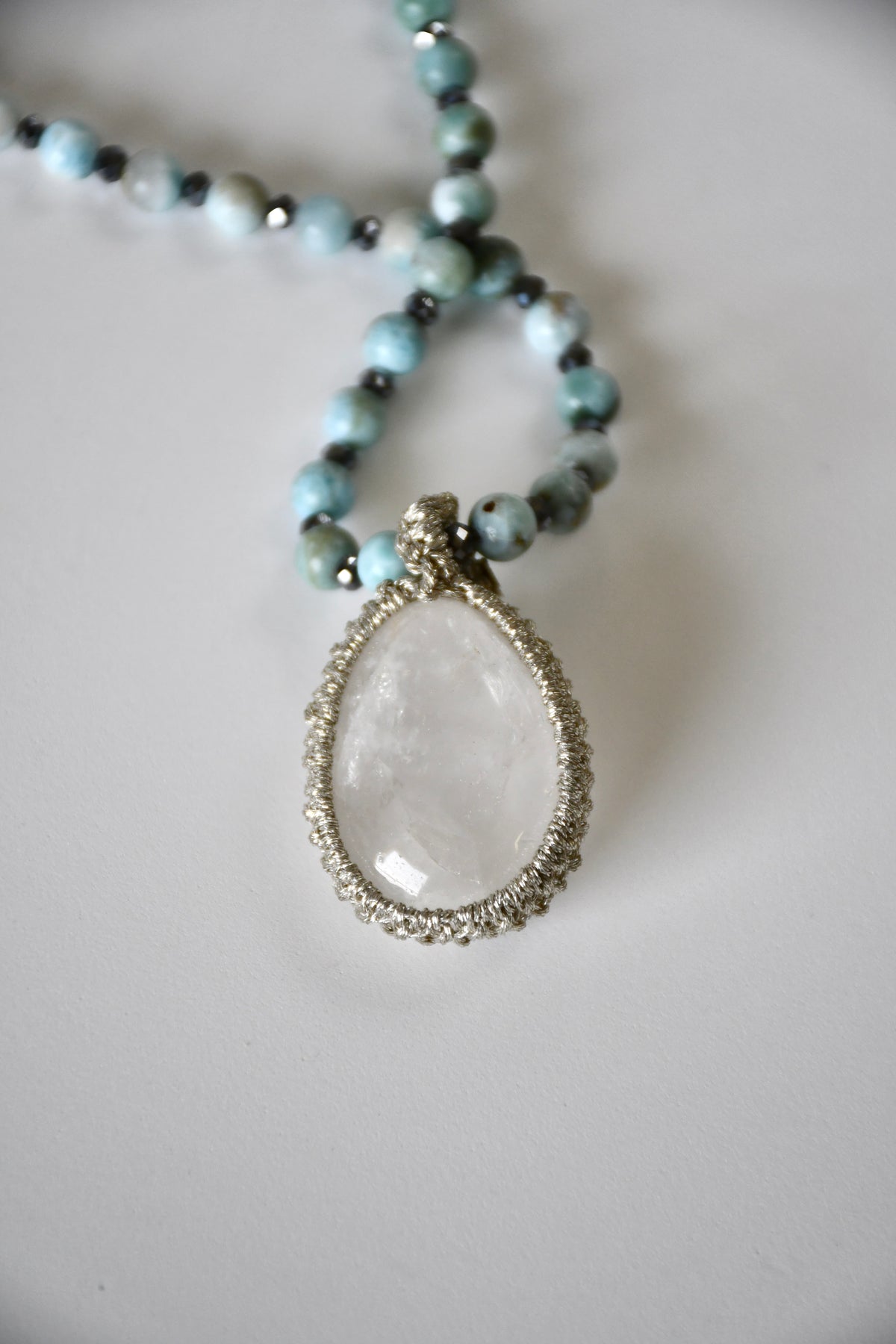#153 Halskette Larimar, Quarz & Terraherz