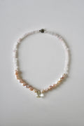 Collier Quartz Rose, Cristal de Roche & Perle d’eau douce — La lumière du cœur