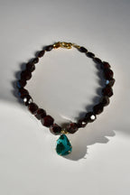 Collier iconique Grenat & Chrysocolle/Malachite