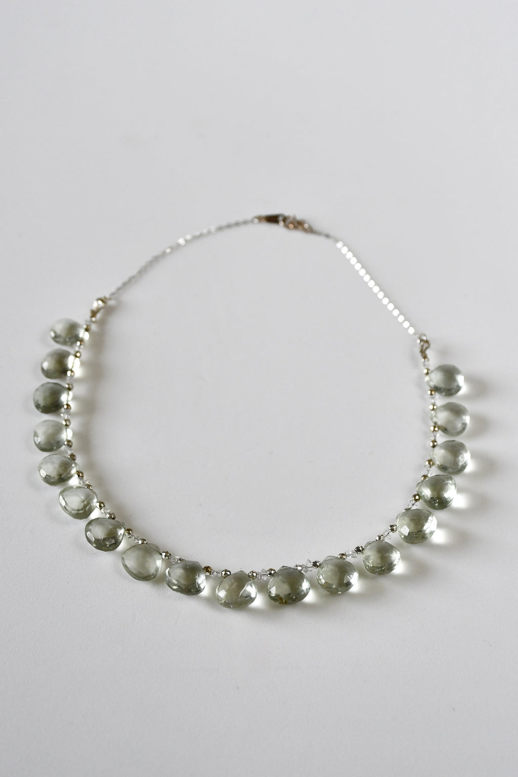Collier gouttes Diamant Herkimer & Améthyste verte sur argent 925