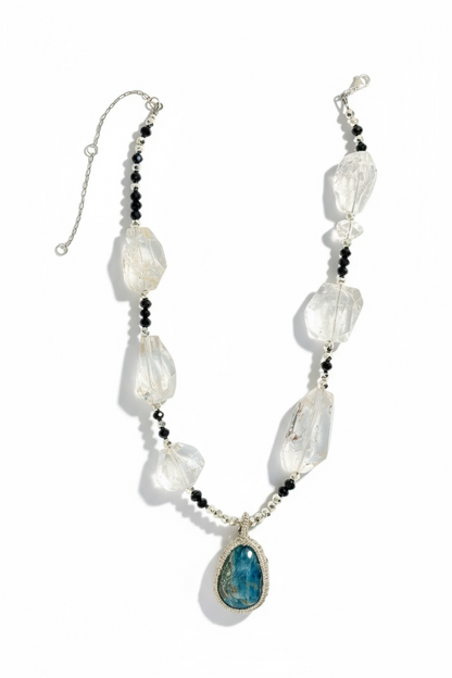 Collier Apatite, Tourmaline, Cristal de roche