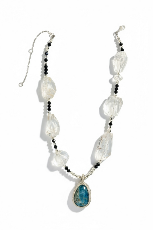 Collier Apatite, Tourmaline, Cristal de roche