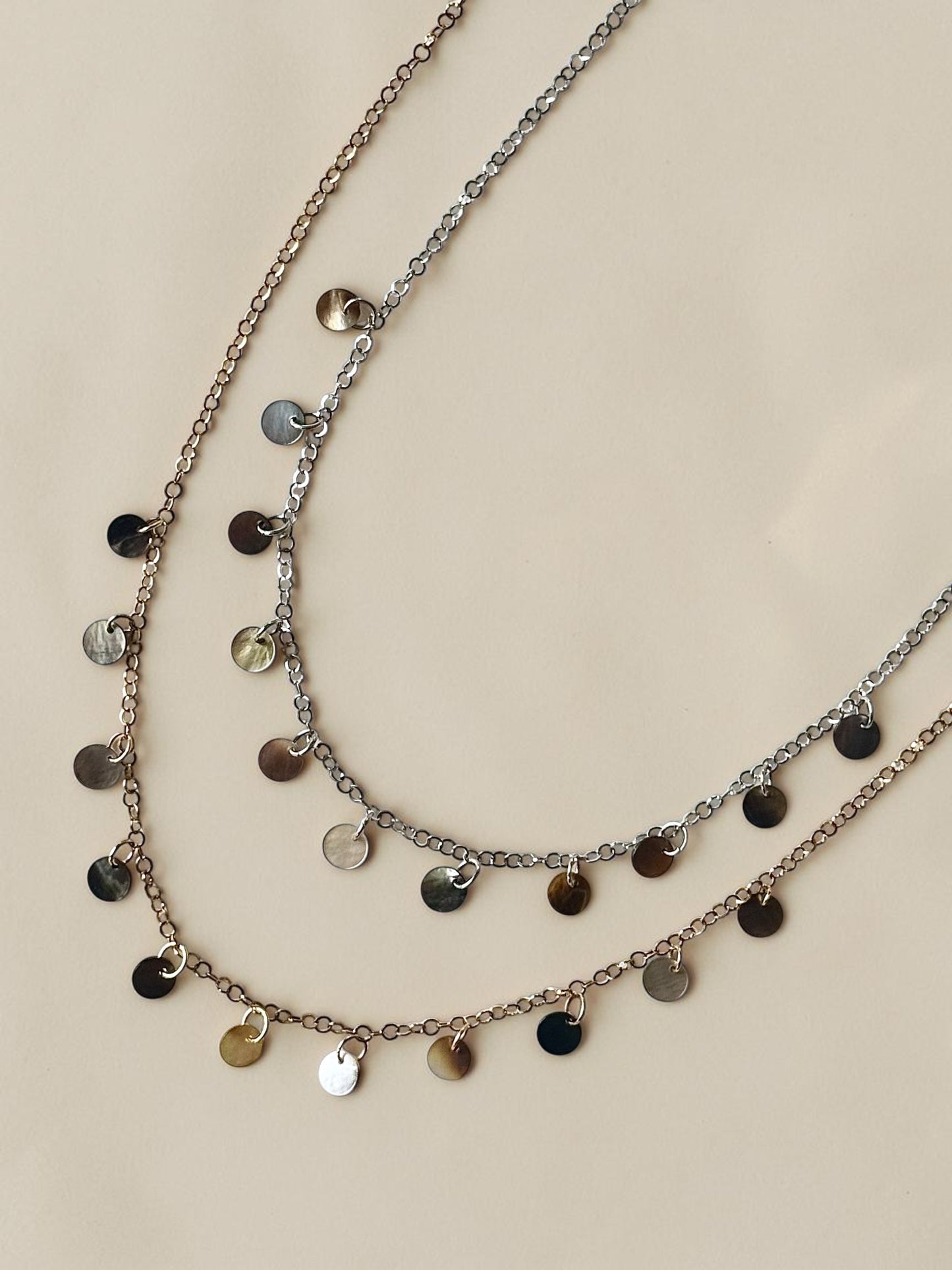 Ensemble collier + bracelet de cheville nacre