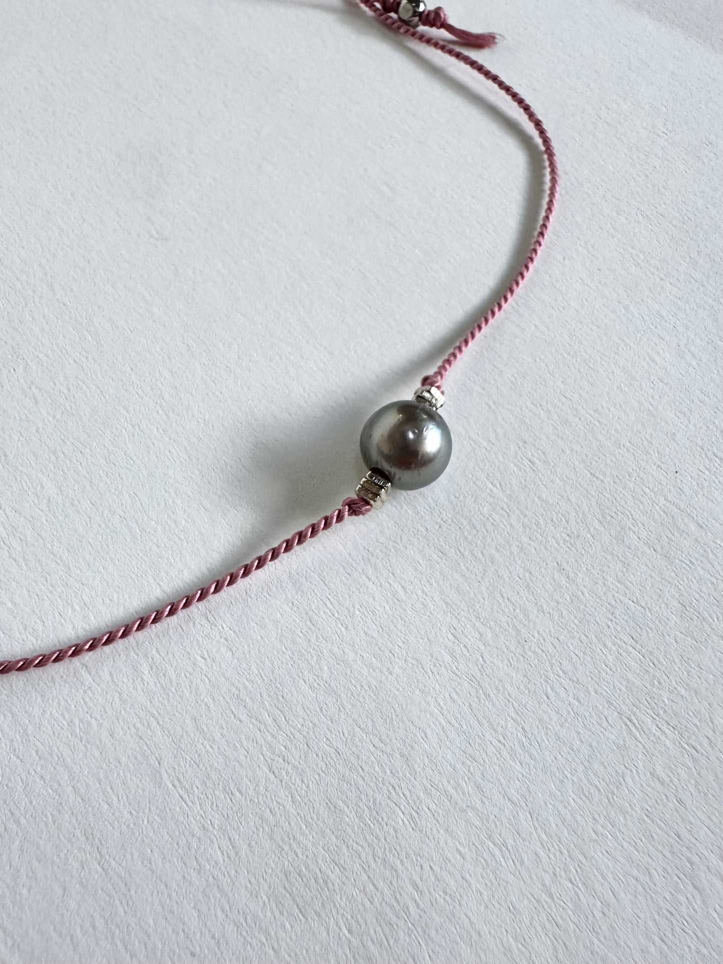 Collier perle de Tahiti sur soie