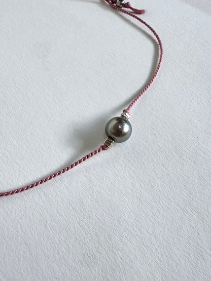 Collier perle de Tahiti sur soie