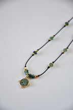 Collier de soie Agate Mousse et Jaspe Vert