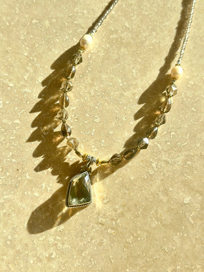 Collier Quartz fumé & Améthyste verte
