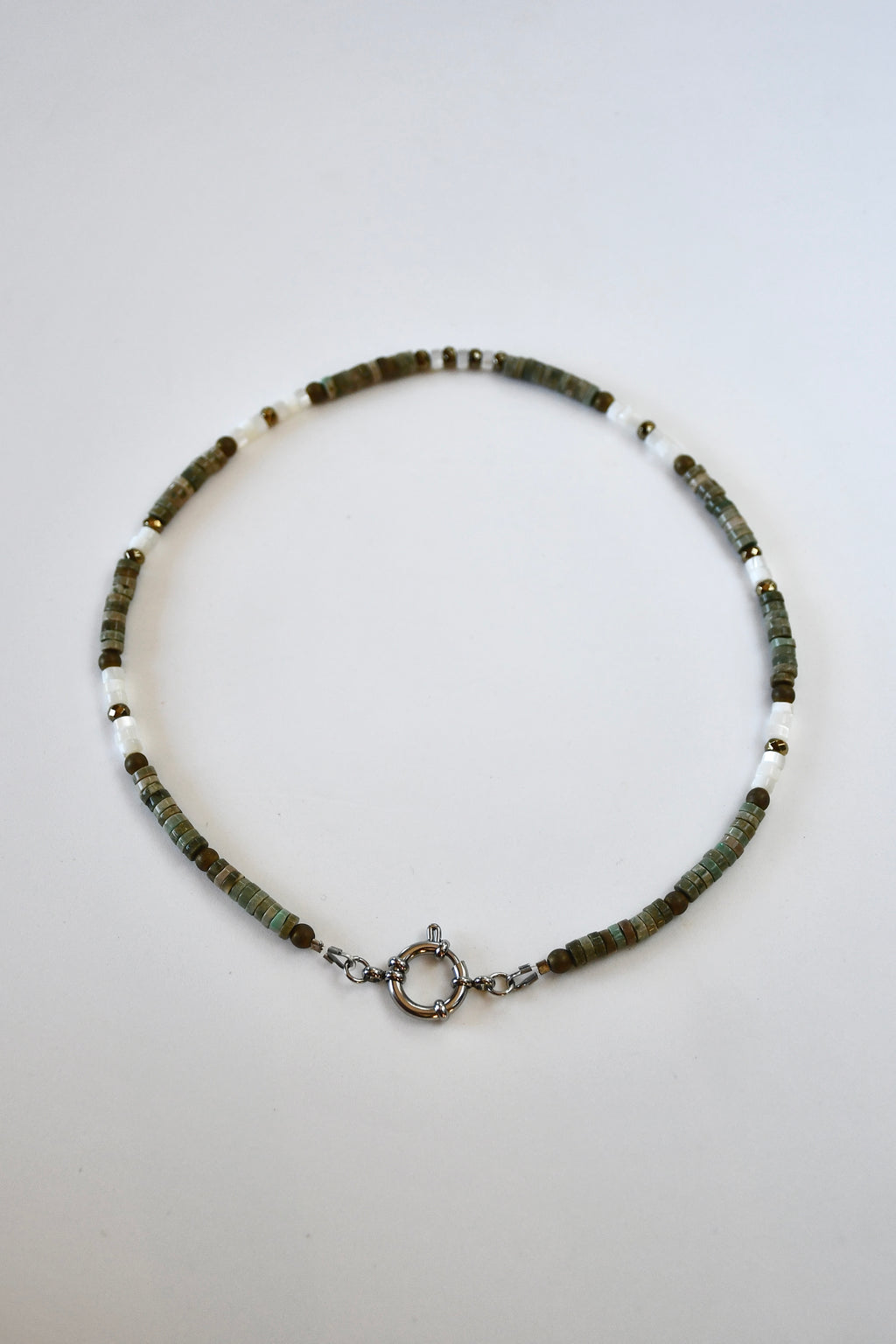 Collier Jaspe, Nacre & Pyrite
