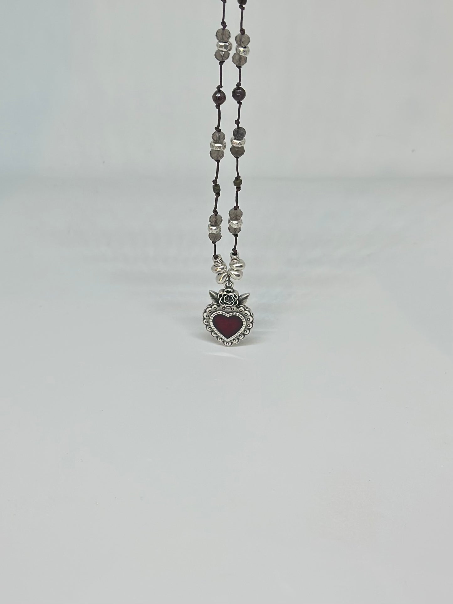 Collier ajustable Quartz Fumé, Grenat & Obsidienne – Force, ancrage et protection