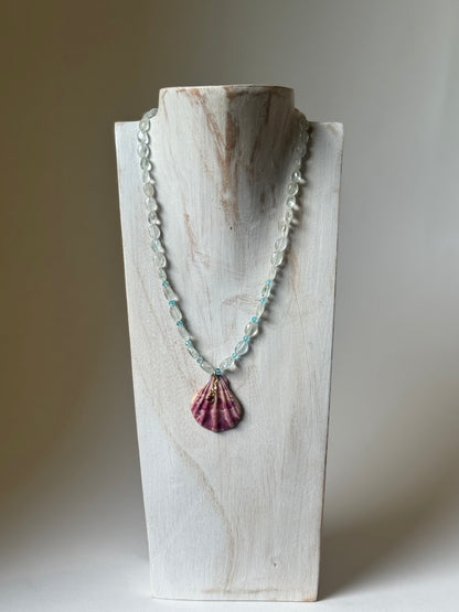 Collier Topaze, Aigue-marine & Coquillage