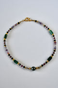 Collier perle de Tahiti, tourmaline & émeraude - Ancrage du cœur