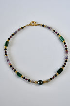 Collier perle de Tahiti, tourmaline & émeraude - Ancrage du cœur