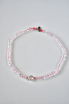 Collana Cristallo di rocca e Perla su Nylon rosa