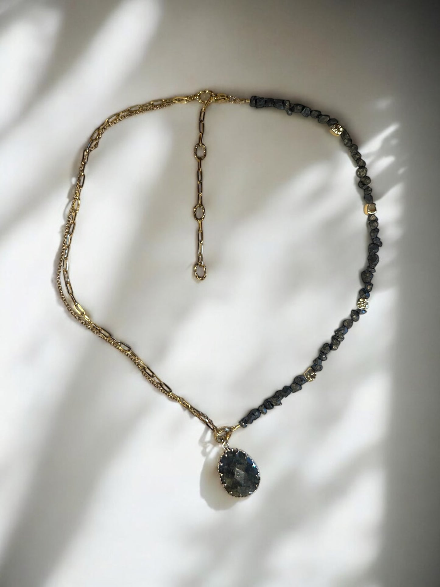 Collier Labradorite et Pyrite