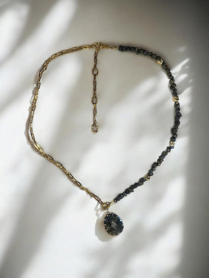 Collier Labradorite et Pyrite
