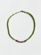 Collana Opale verde del Perù & Tormalina anguria — Il cuore in fiore