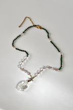 #125 Grüne Jade Halskette, Bergkristall, Granat