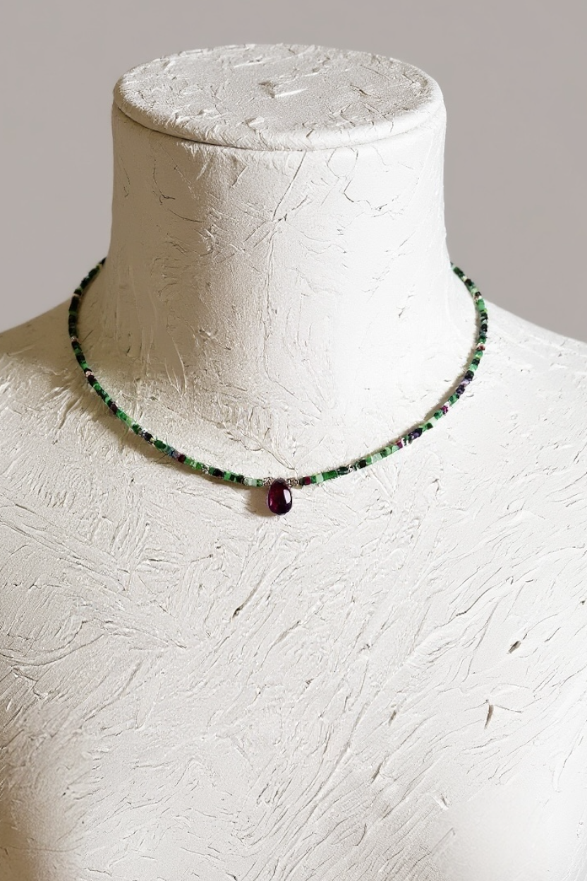 #163 Collier Rubis Zoïste & Grenat