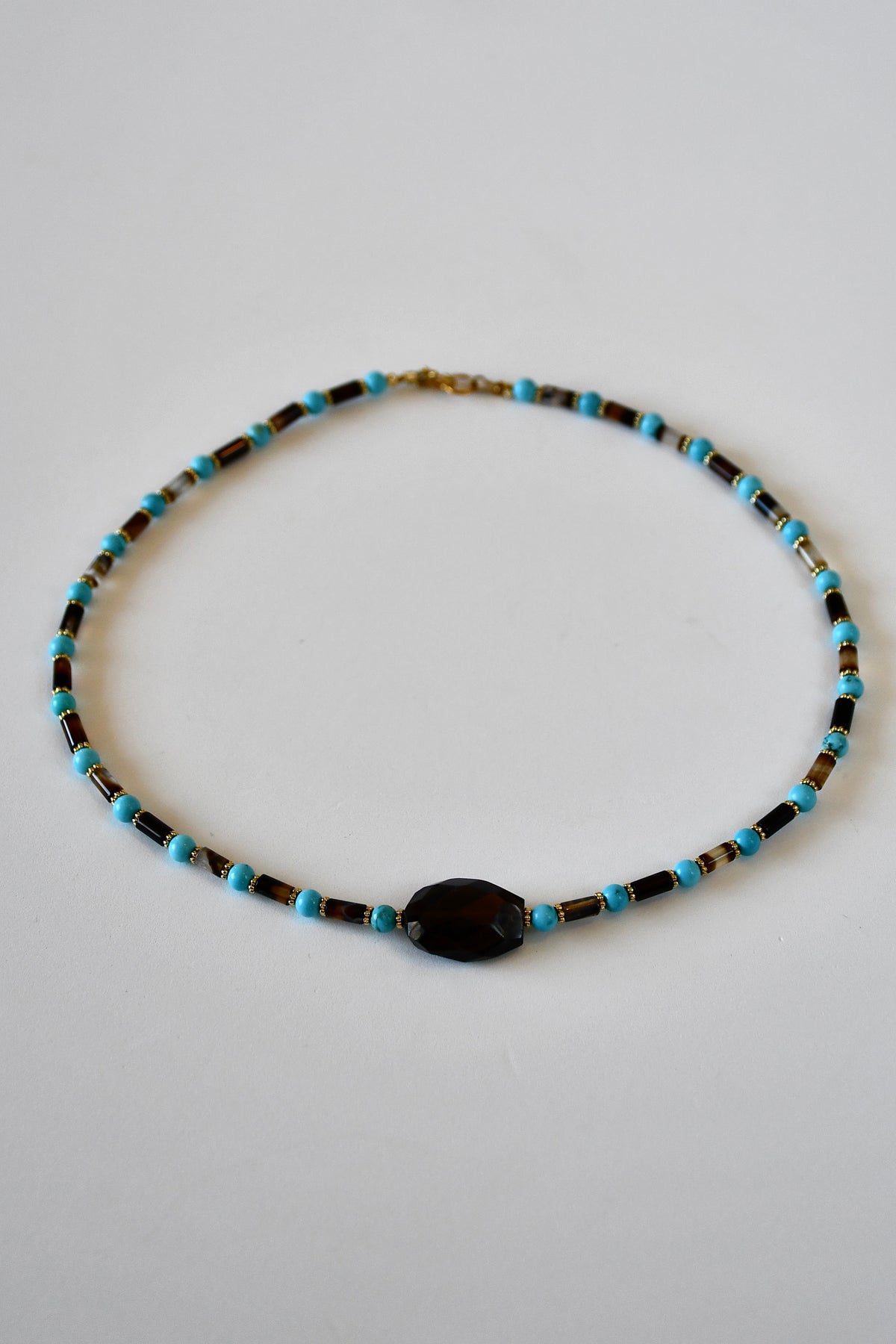 Collier Turquoise, Quartz fumé & Agate