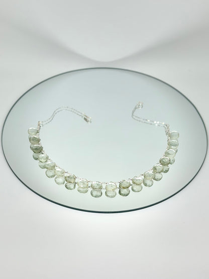 Collier gouttes Diamant Herkimer & Améthyste verte sur argent 925