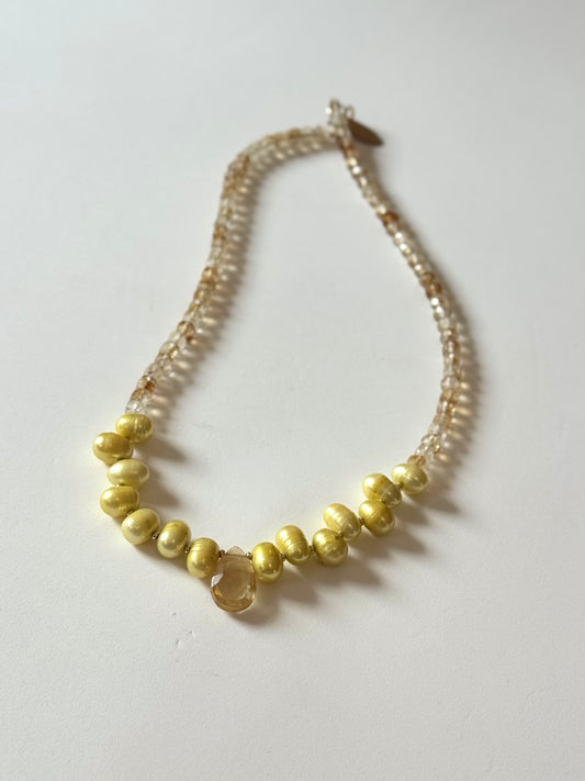 Collier Citrine & Perles d’eau douce