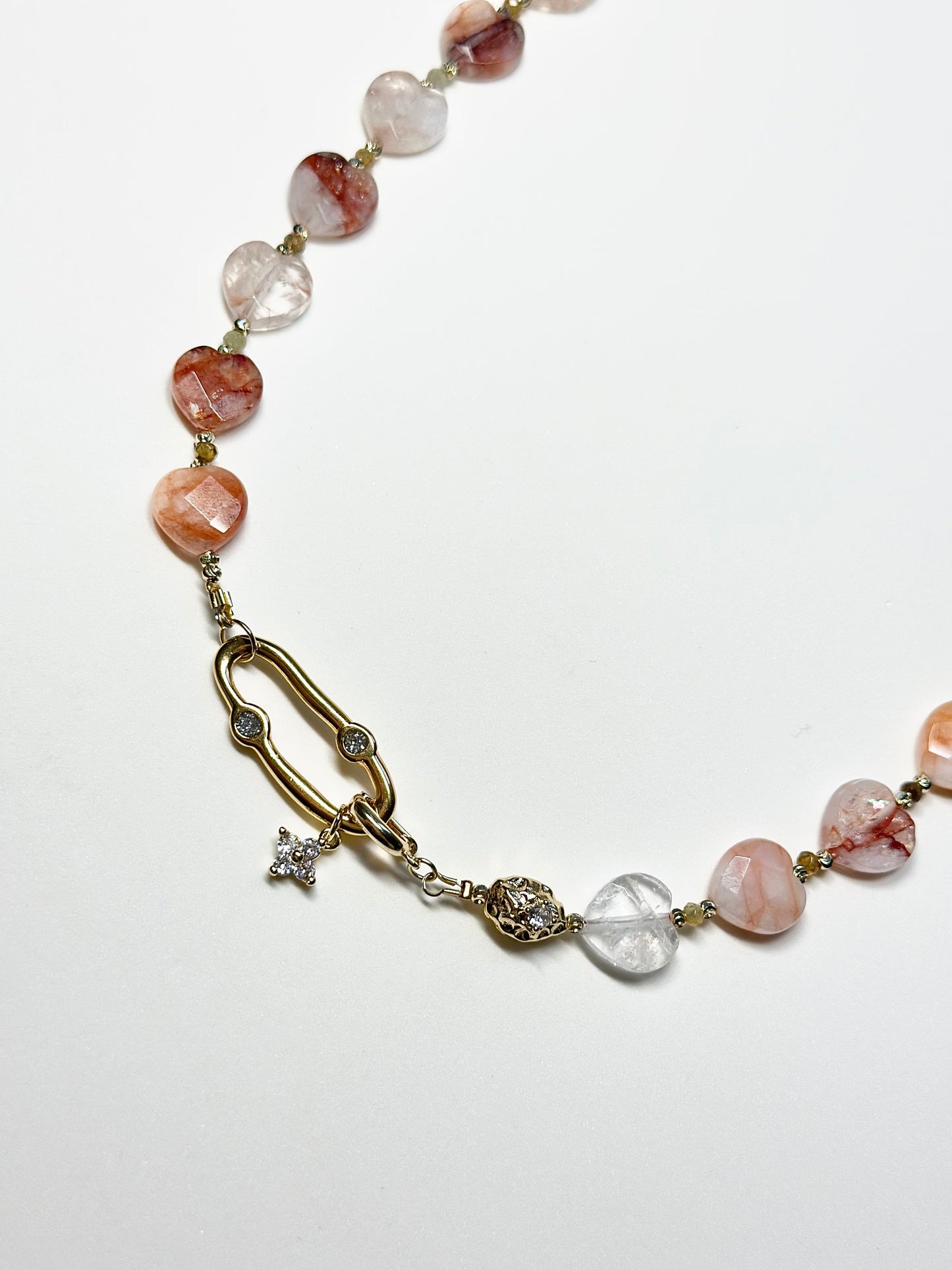 Collier Quartz Ferrugineux & Grenat vert
