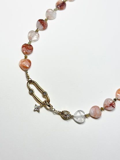 Collier Quartz Ferrugineux & Grenat vert