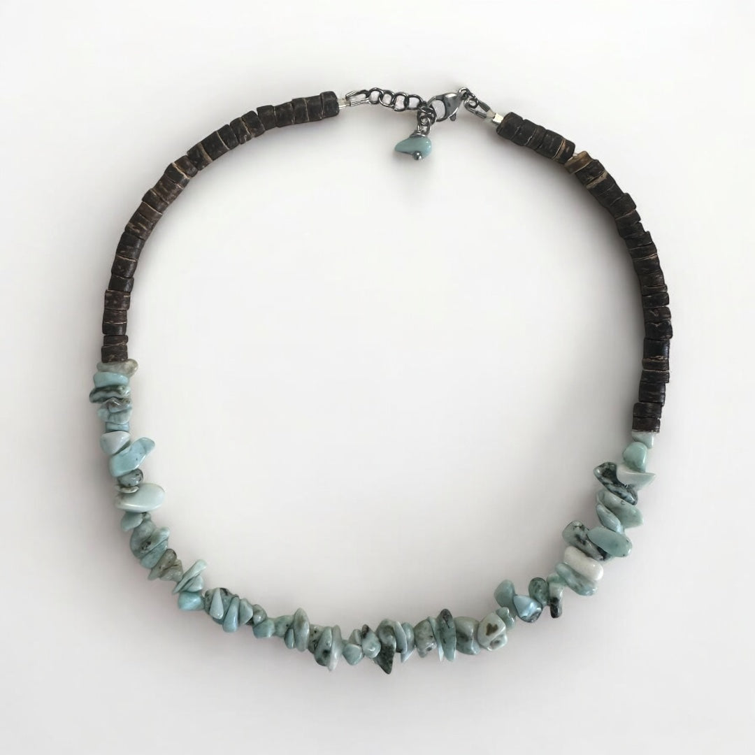 Collier Larimar en pépites