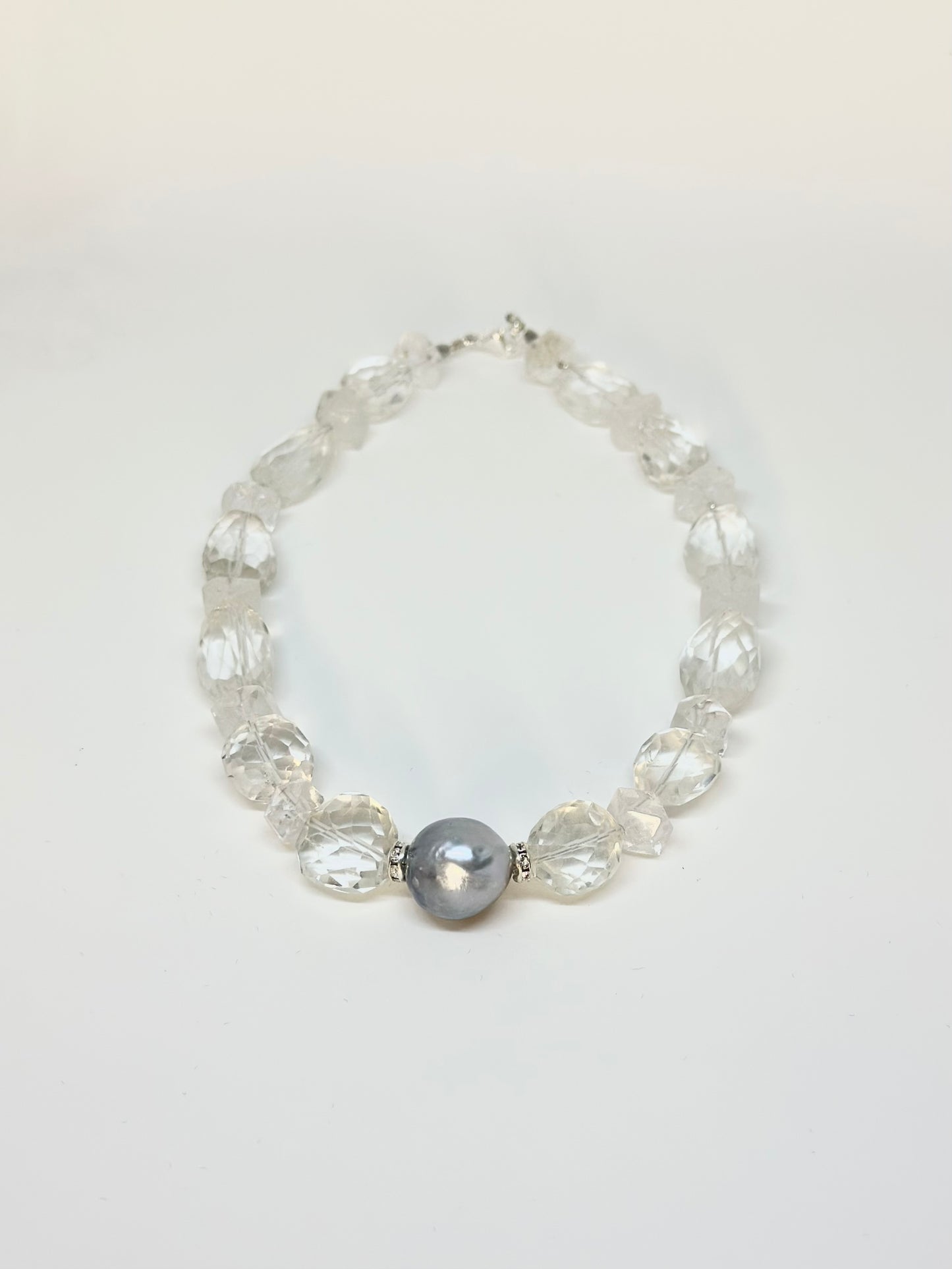 Collier Perle de Tahiti & Cristal de Roche