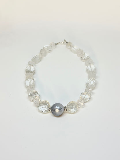 Collier Perle de Tahiti & Cristal de Roche
