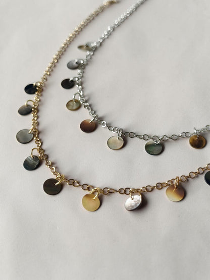 Ensemble collier + bracelet de cheville nacre