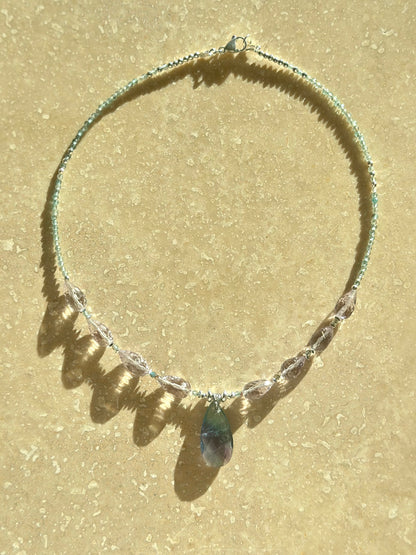 Collier Améthyste, Fluorite & Apatite